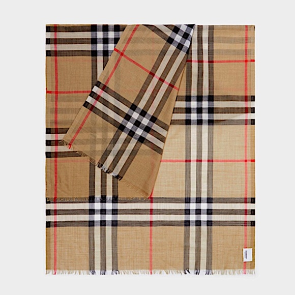 Burberry Lightweight Check Wool Silk Scarf - Picture 8 of 11